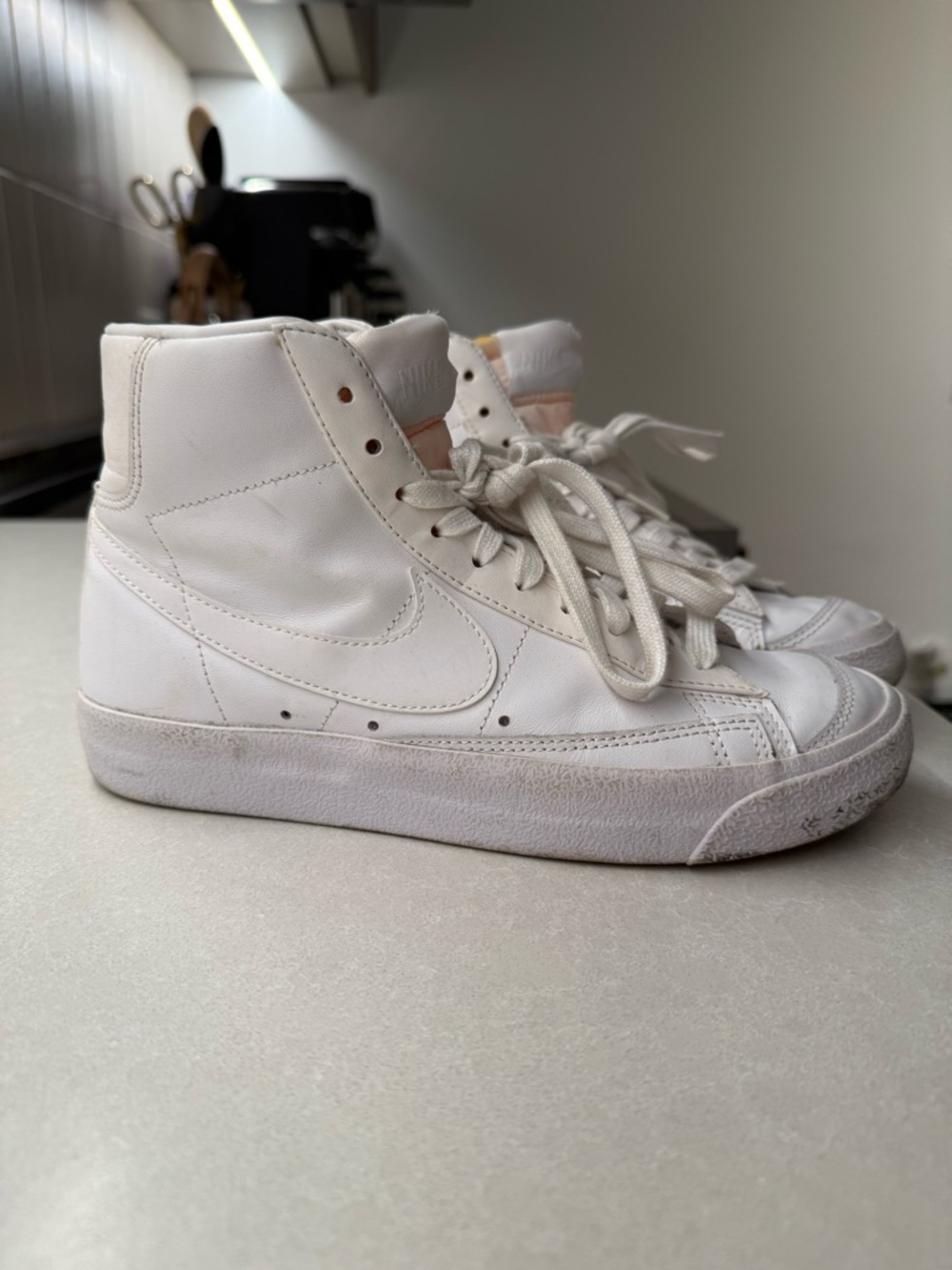 Nike White High-Top Leather Sneakers